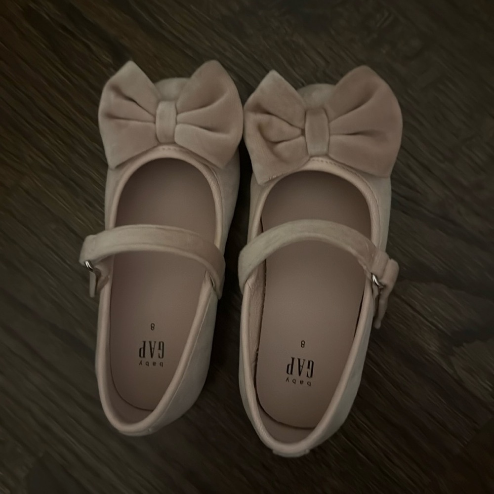 Gap velvet pink bow ballet shoes